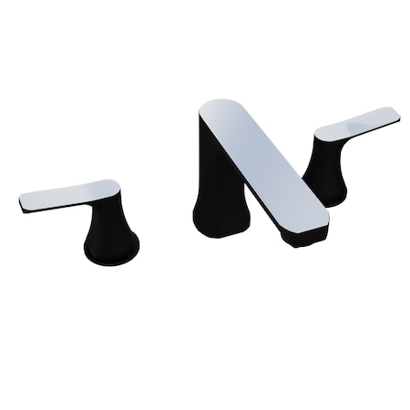 Anzzi 2-Handle 3-Hole Widespread Bathroom Faucet in Matte Black and Chrome L-AZ902MB-CH